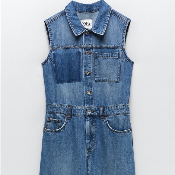 NWT Zara asymmetric denim dress - Picture 2 of 5